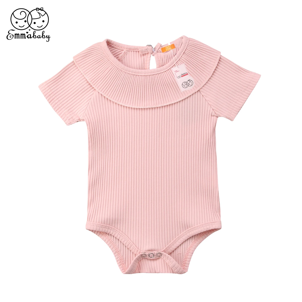 Cute Baby Girl Bodysuit Fashion Short Sleeve Toddler Kids Solid Rib