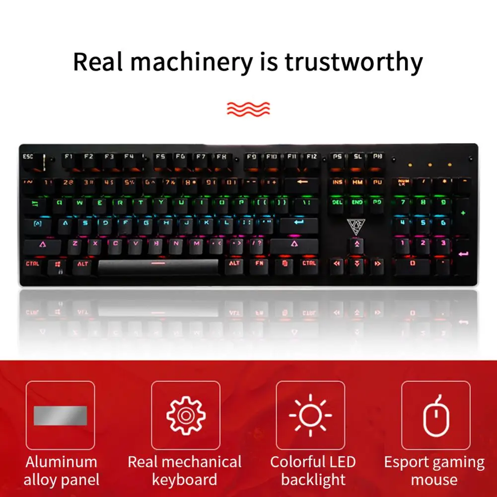 

V2 104-Key Mechanical Keyboard And Mouse Set Wired LED Backlight Desktop RGB Keyboard For Games Computer Office Supplies