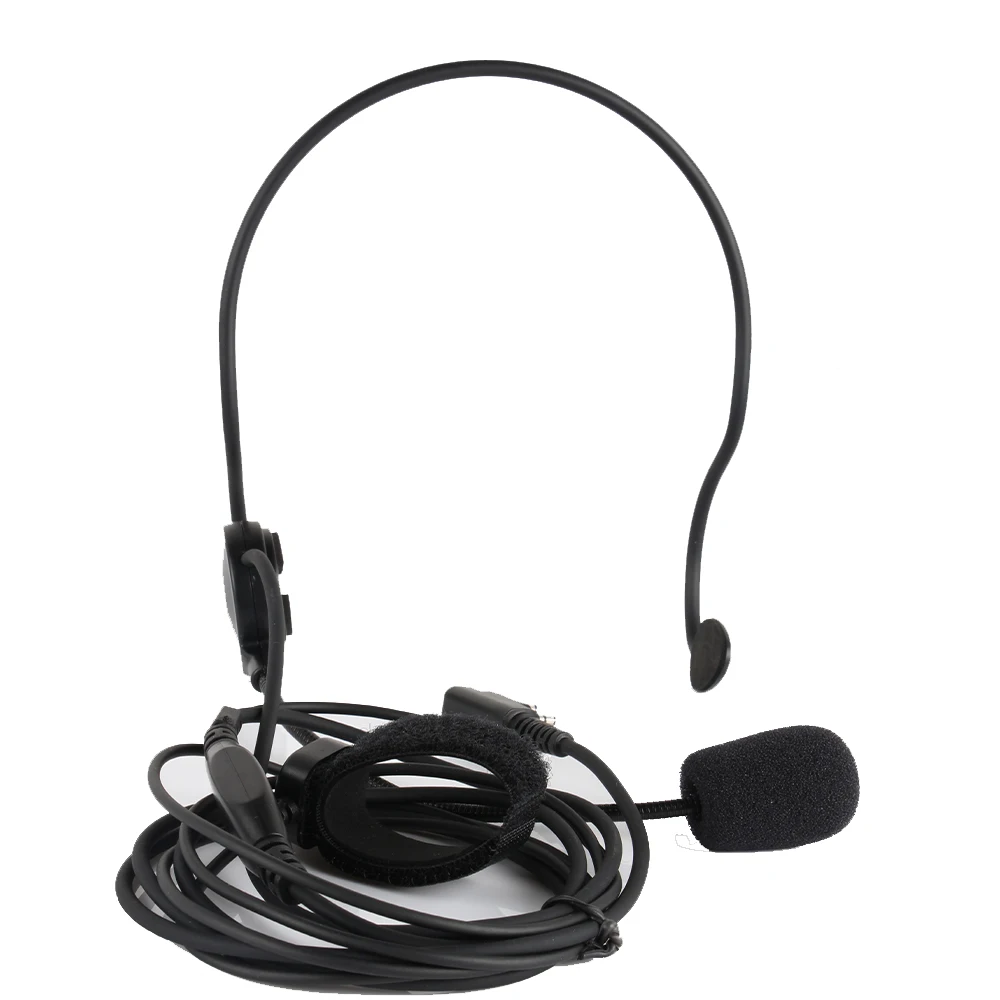 2 Pin Ear-Hook Bar Earpiece Mic PTT Headset for Kenwood BAOFENG Retevis TYT New