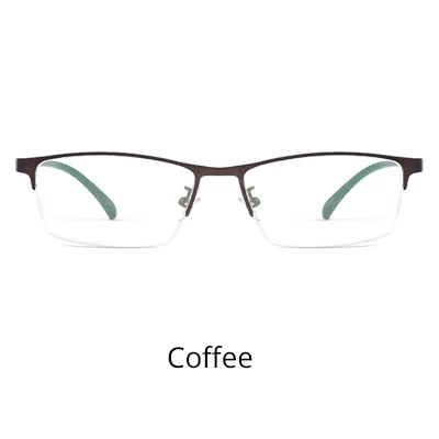 Ralferty, оптические очки, оправа для мужчин, Ретро стиль, квадратные, ультралегкие, брендовые, классические, половина металла, диоптрий, по рецепту, очки Oculo Y20037 - Цвет оправы: Coffee