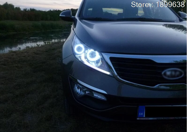 Для kia Sportage 2011 2012 2013 светодиодный периметр фары кольца halo многоцветный RGB angel demon eyes