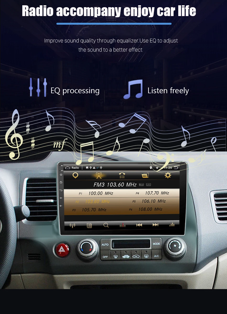 Best Eunavi android 8.1 car dvd gps player for honda civic 2006-2011 car radio video player gps navigation car stereo 2 din dvd 7851 12