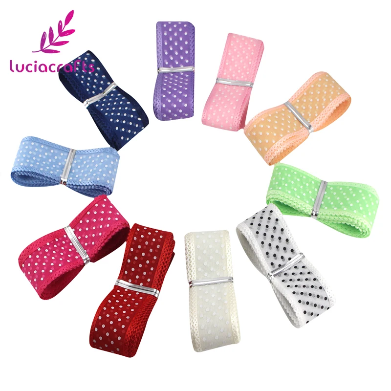 

Lucia crafts 5y/12y 1"25mm Dot Printed Organza Lace Ribbon DIY Craft for Packing Bow Garment Sewing Accessories P0205