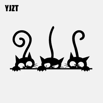 

YJZT 14.8CM*8.3CM lovely Cats Family Car Sticker Vinyl Decal Decor Black/Silver C3-2109