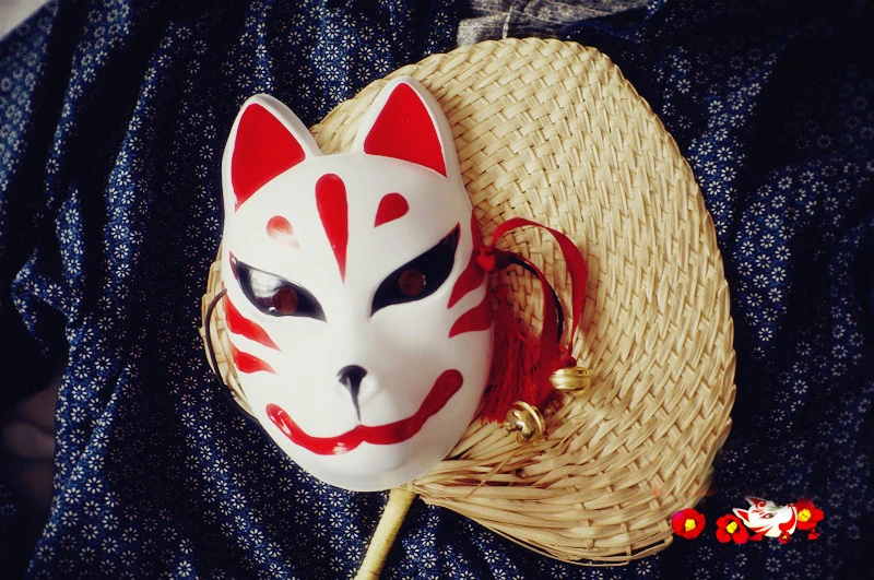 

Hand-Painted Full Face Japanese Style Fox Mask Kitsune Cosplay PVC Masque Collection Party Carnival Halloween