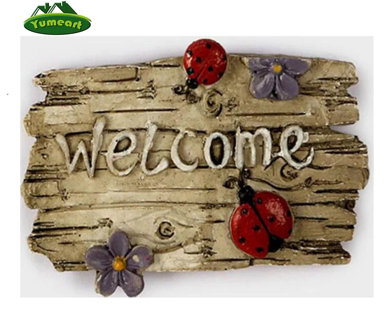 5D Diamond Painting "welcome" Diamond Embroidery Lady Bug and Purple