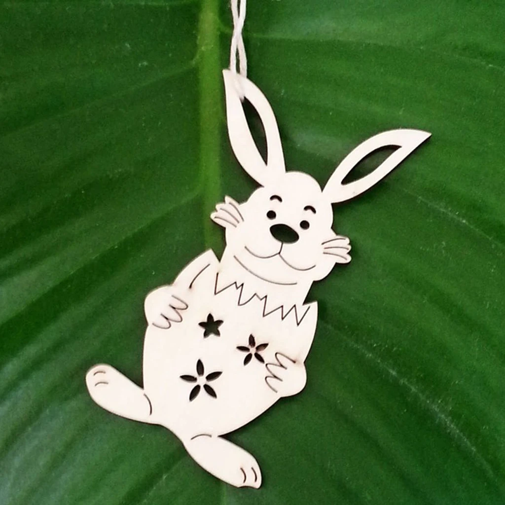 New 10pcs Happy Easter Wood Shape Tag Egg Rabbit Hanging DIY Craft Embellishment Christmas Wedding Party Favor Home Decor Gift