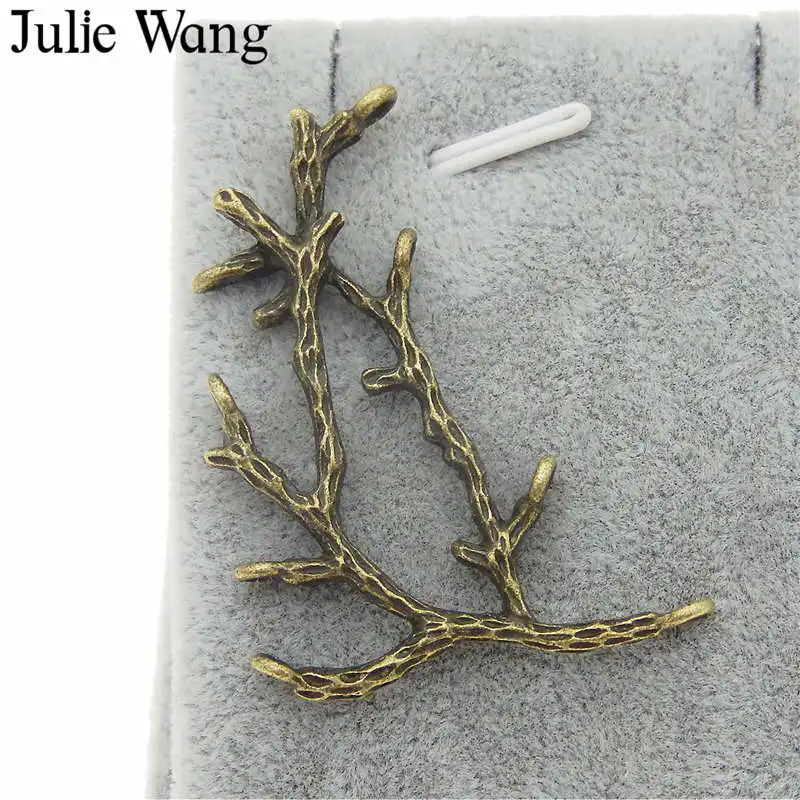 Julie Wang, 10 шт., 5 цветов на выбор, сплав, дерево, подвески в виде ветки для ожерелья, подвеска, фурнитура для изготовления ювелирных изделий, сделай сам, металлический аксессуар - Окраска металла: Antique Bronze