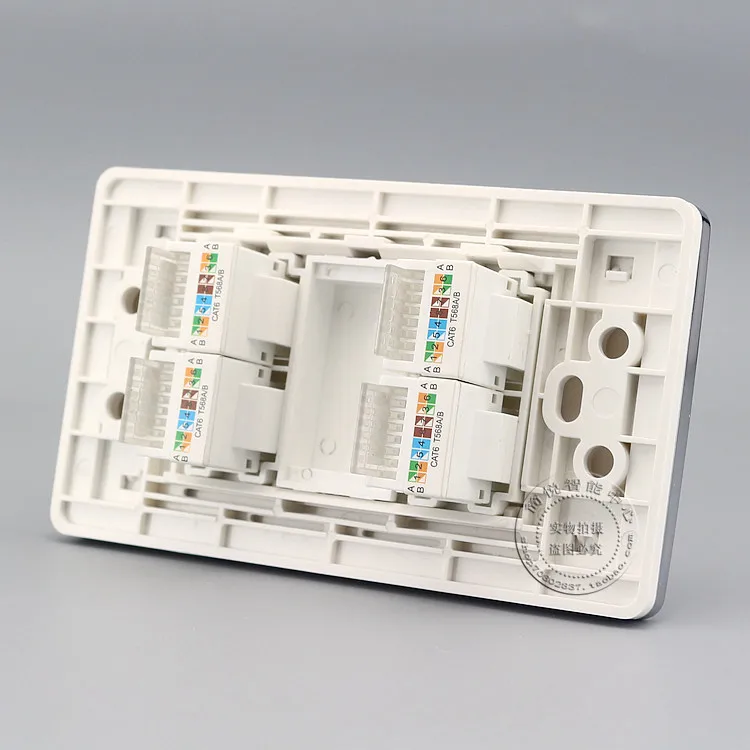 120 мм Gigabit настенная Передняя панель 4 порта RJ45 CAT6 Сетевая розетка LAN палитра