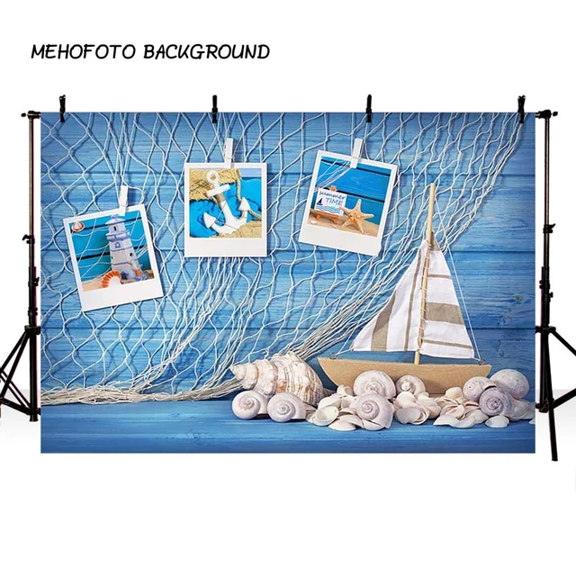 Photography Backdrop Summer Holiday Sea Beach Starfish Fishing Net