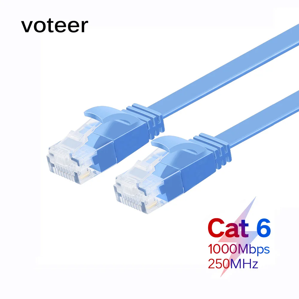 

Voteer flat ethernet wire Cat6 1000Mbps 250MHz RJ45 internet lan line UTP CAT 6 RJ 45 network cable patch cord for laptop router