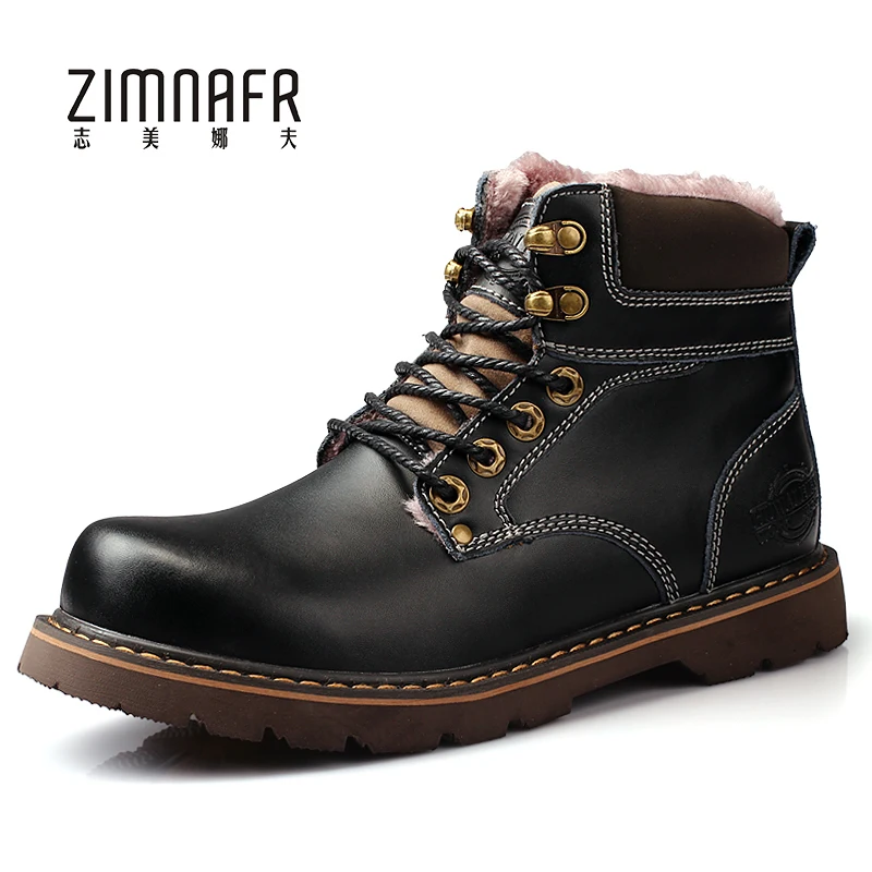 

Steel Toe Safety Work Shoes For Men Winter Plush Ankle Boots Male Military Summer Boots Street Brown Leather Tactical Botas 2017