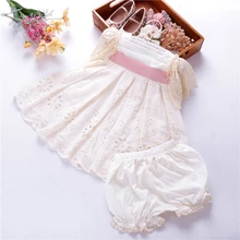 Летнее кружевное платье для маленьких девочек; винтажное свадебное платье принцессы с оборками; вечерние платья для девочек; Бутики