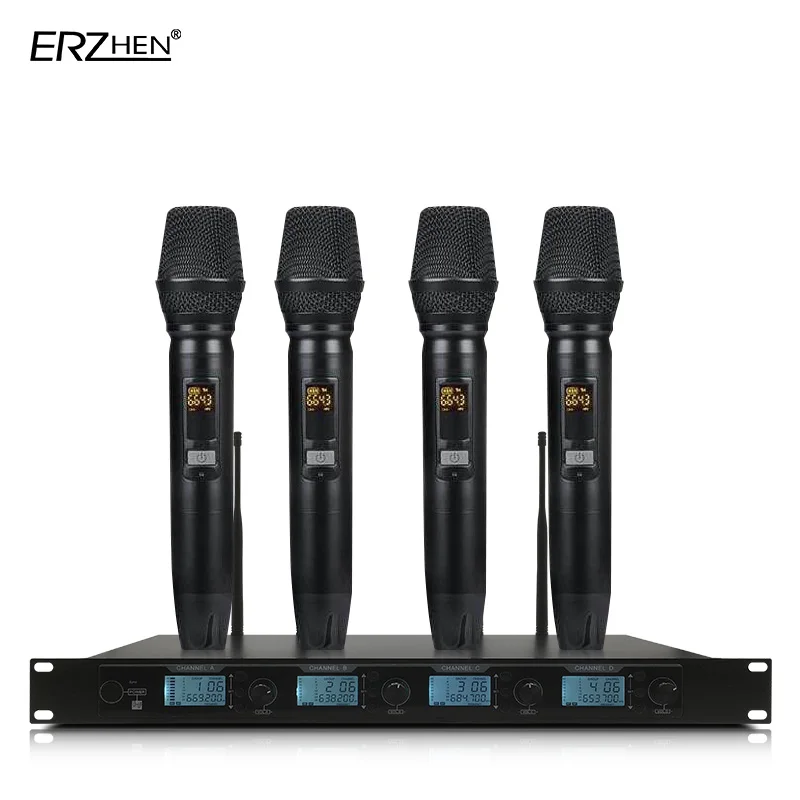 ERZHEN 4400GT UHF 4 Handheld Wireless Microphone