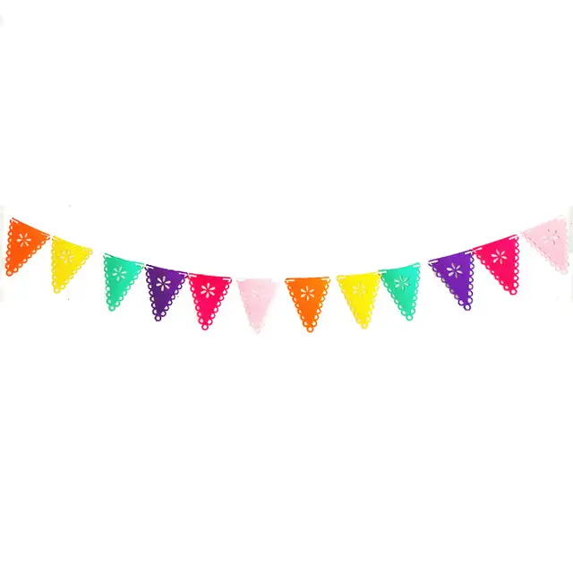 Theme Party Alpaca Paper Flag Drawing Colorful Trilateral Flower
