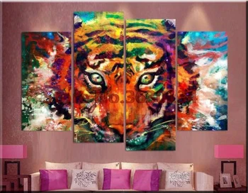 

Diamond Embroidery DIY Diamond Painting Tiger 4pcs Diamond Painting Cross Stitch Animal 5D Diamond Mosaic Needlework Home Decor