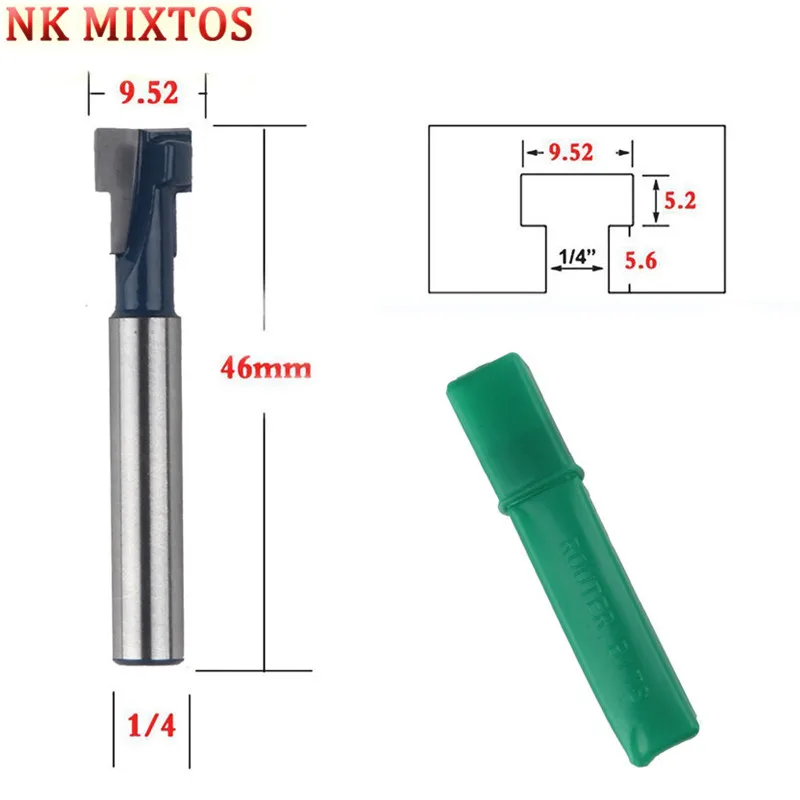 

NK MIXTOS 1pcs 3/8'' x 1/4'' T-Slot Cutter Milling Router Bit Cemented carbide Cutting Edge Shank For Wood Working