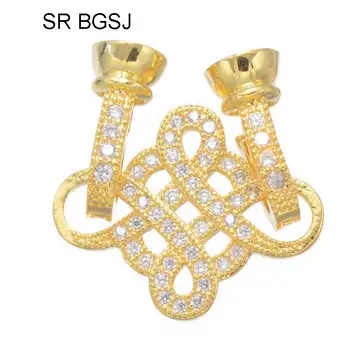 

Free shipping 5PCS 15x29mm High Quality Micro Inlay Zircon Jewelry DIY Chinese Knot Connector Clasp