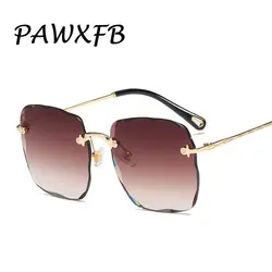 PAWXFB летние брендовые оправы Квадратные Солнцезащитные очки Для женщин Для мужчин прохладный металлический каркас солнцезащитные очки