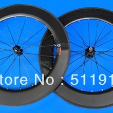 Полный комплект карбоновых цилиндрических колес для велосипеда трубчатый обод 88 мм-черный
