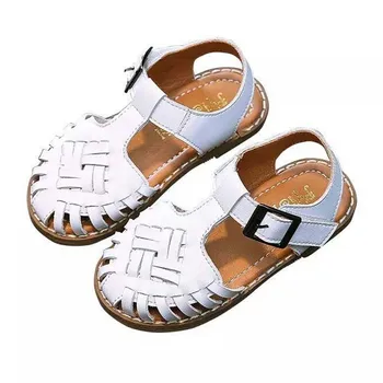 

Kids Sandals Summer 2020 New Microfiber Korean Hollow Out Weave Girls Princess Shoes Breathable Beach Sandals Baby Toddler Shoes