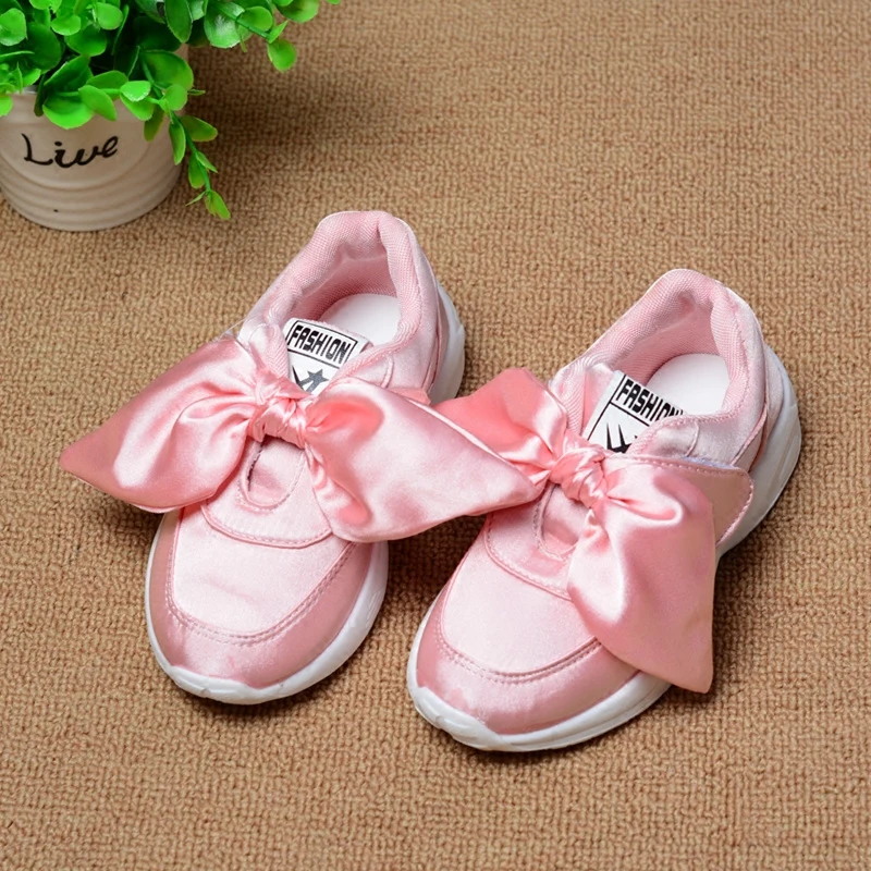 

Kids Girls Shoes With Bow Fashion Sneaker Children Baby Girl Casual Sport Shoes Princess Cute Soft Shoes in stock
