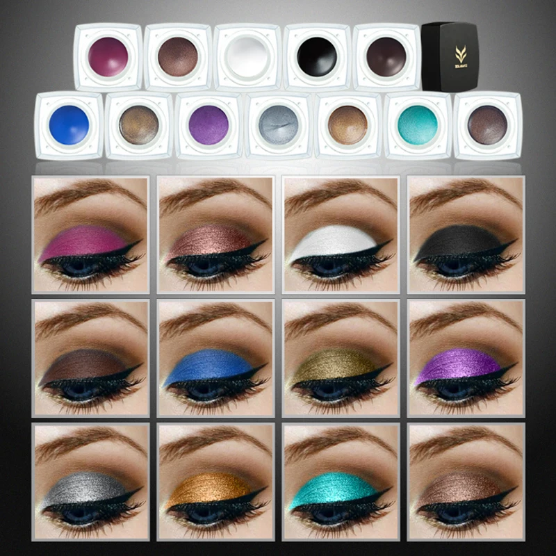 HUAMIANLI Brand 12 Color Matte Eyeliner Gel Waterproof Glitter Shimmer Eye Liner Cream Super Thick Lasting Fast Drying Makeup HUAMIANLI Brand 12 Color Matte Eyeliner Gel Waterproof Glitter Shimmer Eye Liner Cream Super Thick Lasting Fast Drying Makeup