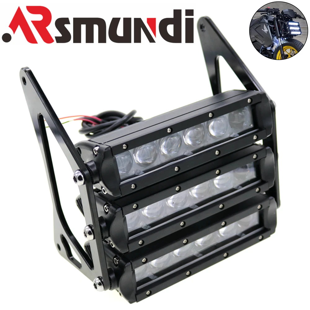 Motorcycle Retro Three tier LED Headlights Fairing Headlamp Head Light Lamp For Honda Kawasaki