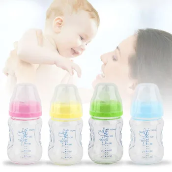 

New Safety 4 Colors Infant Newborn Toddler Mother Breast Milk Wide Mouth Feeding Bottle Thick Body 150ML Food Supplement