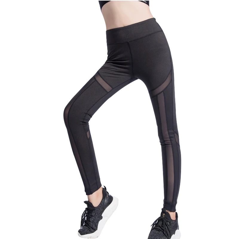 

Women Summer Fitness Yoga Pants Running Outdoor Workout High Waist Seamless Net Splicing Stretch Quick Drying Sports Leggings