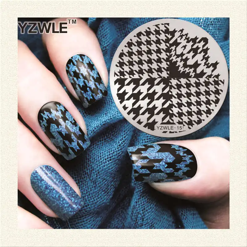 

YZWLE 1 Sheet Stamping Nail Art Image Plate, 5.6cm Stainless Steel Template Polish Manicure Stencil Tools (YZWLE-15)