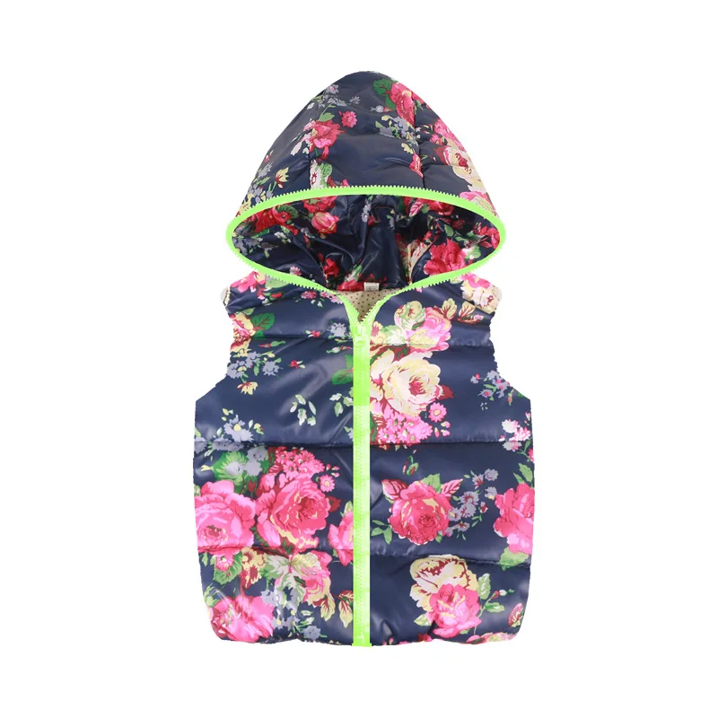Cotton Child Waistcoat Hooded Floral Printed Baby Girls Vest Children Outerwear Spring Autumn Kids Clothes For 2-6 Years Old Cotton Child Waistcoat Hooded Floral Printed Baby Girls Vest Children Outerwear Spring Autumn Kids Clothes For 2-6 Years Old