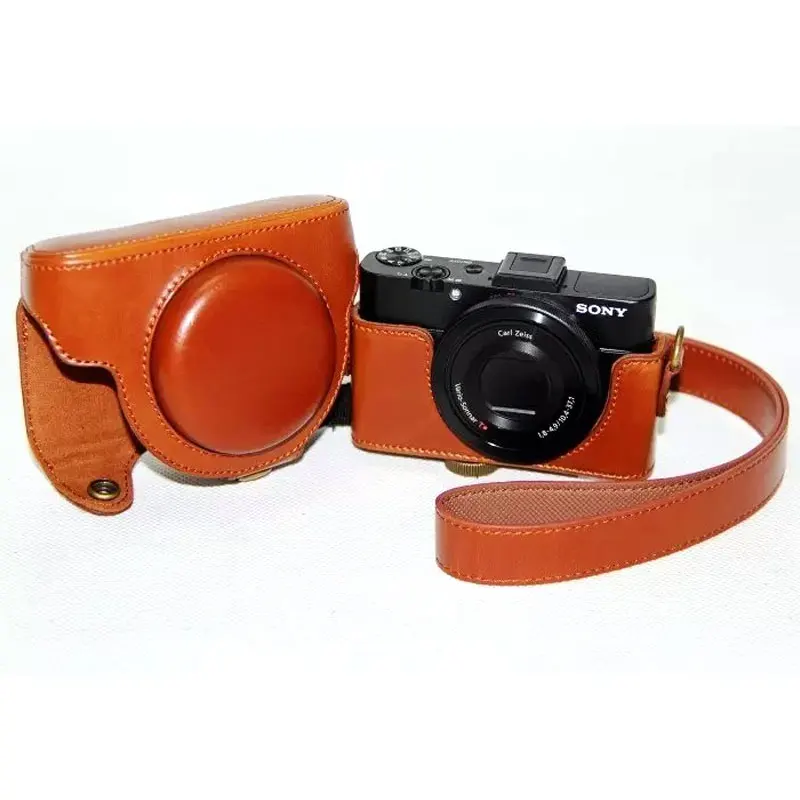 Высокое качество PU кожаный чехол Обложка для Sony RX100 RX100II M3 RX100III M4 M5 M6 с винтовым