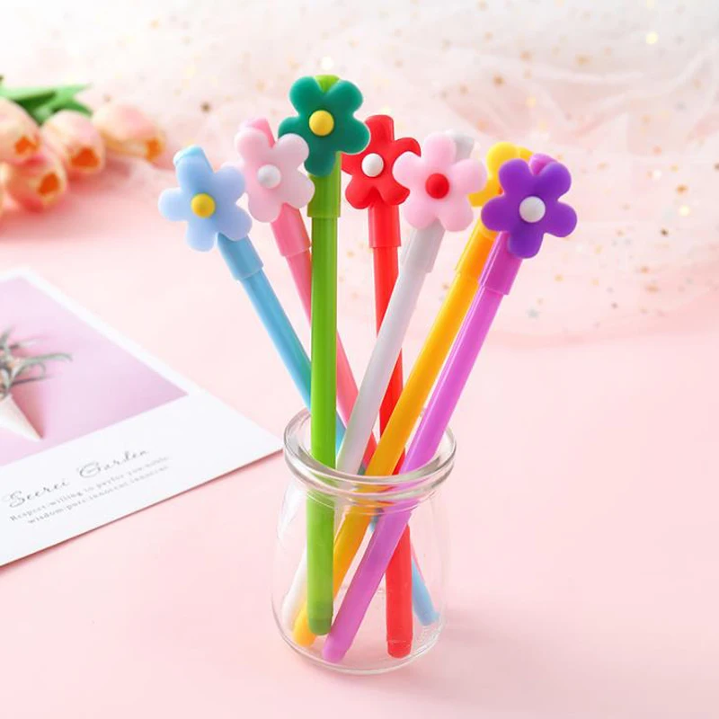 

7 Pcs/set Kawaii 0.5mm Colorful Fresh Flowers Gel Pens Writing Neutral Pens Korean Stationery Gifts School Office Suuply
