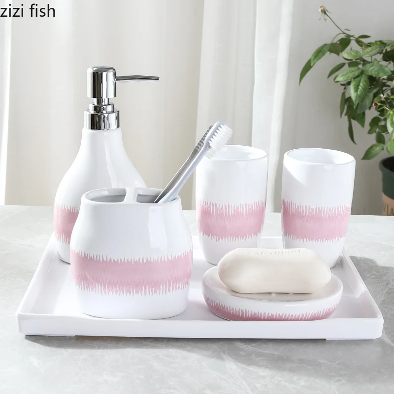 Креативный простой набор для ванной комнаты, набор для мытья чашек, керамика, пять или шесть наборов, принадлежности для ванной комнаты, бытовые штекеры для пениса, наборы для ванной комнаты