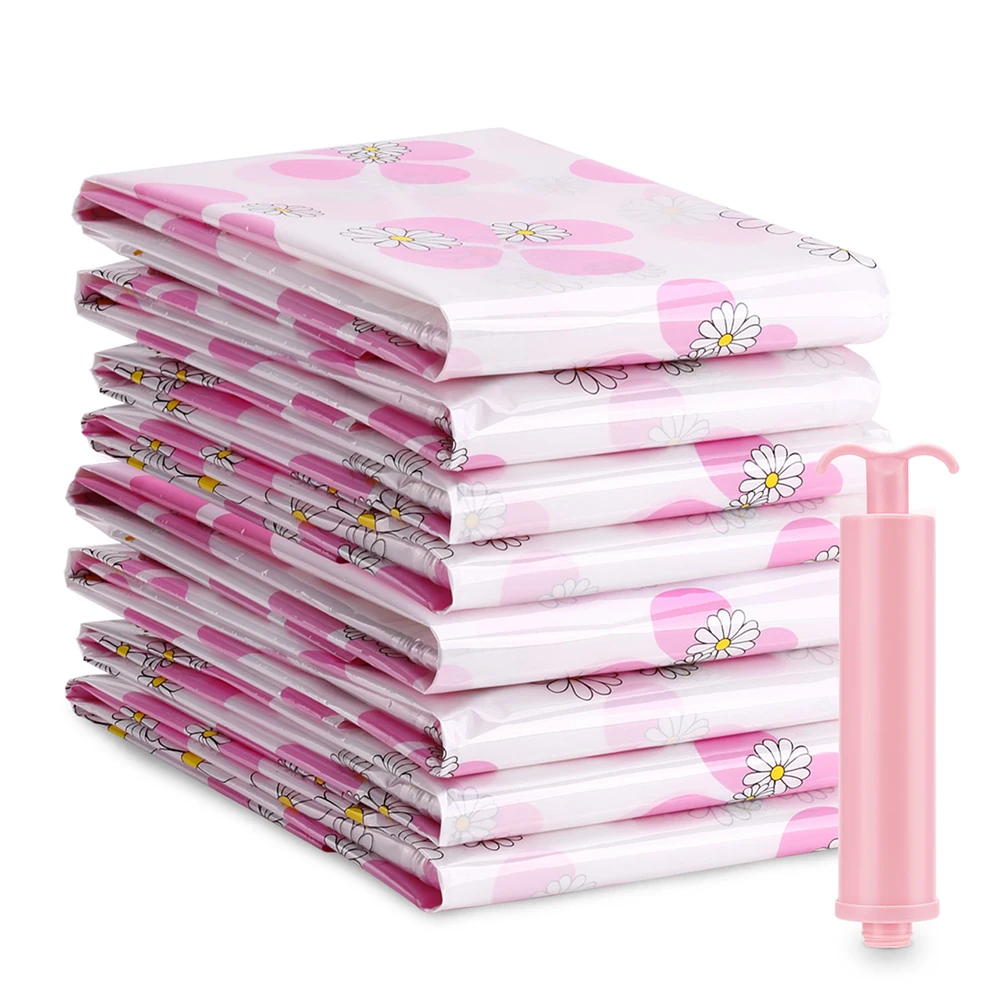 

11pcs/Set Thickened Vacuum Storage Bag Vacuum Compressed Bag with Hand Pump Reusable Blanket Clothes Quilt Storage Bag Organizer