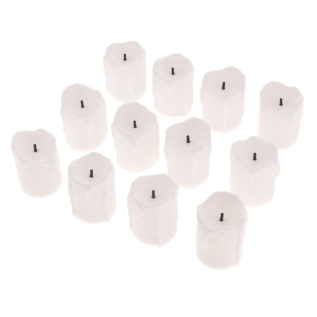 White 12 компл. СВЕТОДИОДНЫЙ свеча, чайный свет работающая от батареи лампа моделирование цвет пламени мигает дома Свадьба День Рождения декоративные свечи - Цвет: White