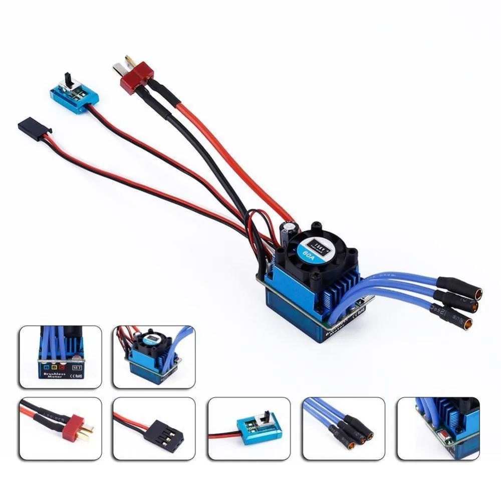 

TSKY Racing 60A Brushless Electric Speed Controller ESC for 1/10 RC Car Truck