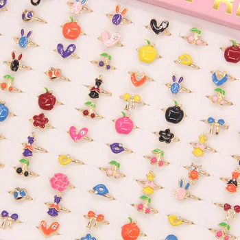 

Wholesale Lot 20Pcs Silver Plated Assorted Design Crystal Ring Cute Kid Child Party Small Adjustable Rings free shipping