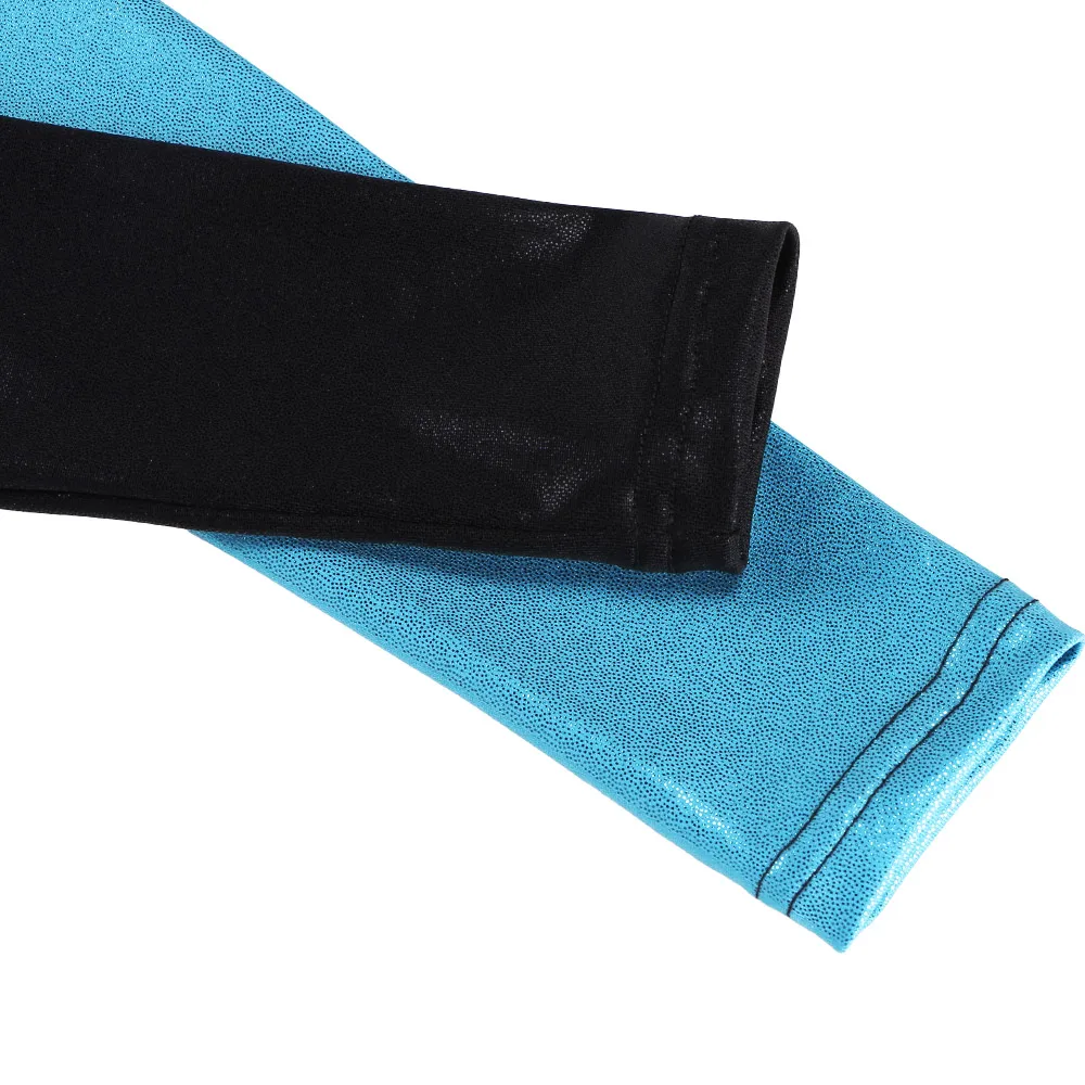 Najtaniej BAOHULU z długim rękawem Patchwork dziewczyny gimnastyka kombinezon Biketard mieniące się kryształki nastolatki trykot gimnastyka kostium dla dzieci