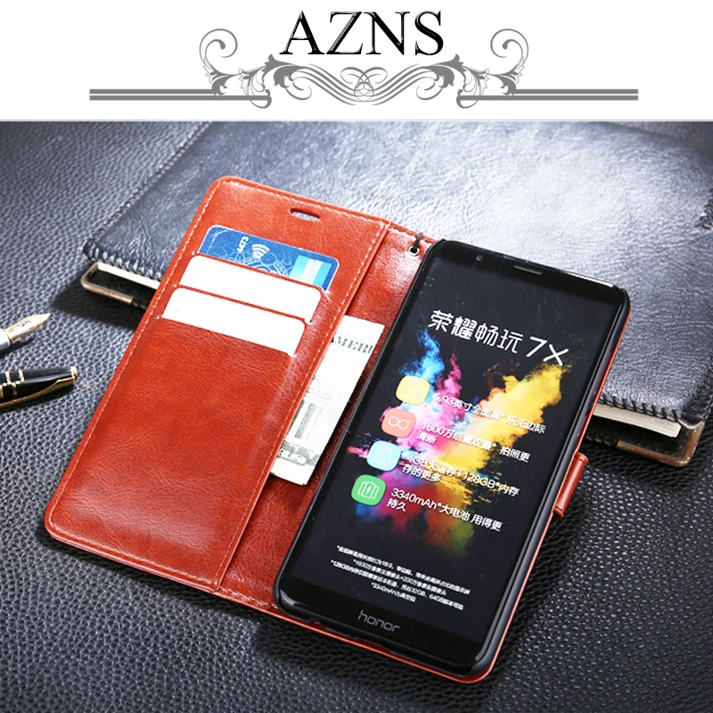 Флип кожаный чехол для huawei Honor 7X корпус смартфона с бумажник карты карман Kickstand бизнес