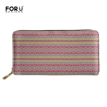 

FORUDESIGNS Boho Style Print Wallet Women Luxury Brand Ladies Purse Long Travel Leather Money Storage Bags for Female Organizer