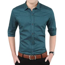 5XL модная мужская Однотонная рубашка в горошек с длинным рукавом и отложным воротником, мужская рубашка, Повседневная Деловая Рабочая приталенная рубашка