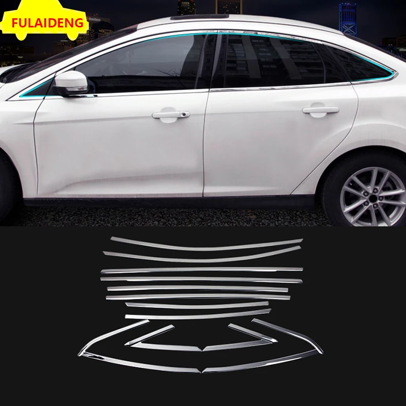 12 шт. рама для дверного окна формование порогов отделка Ford Focus Sedan 2012 2018 аксессуары