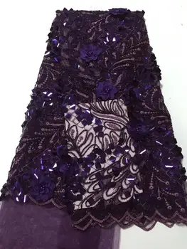 

African Lace Fabric 2019 Purple Gold Line Lace Fabric High Quality net Lace Embroidery French Tulle Lace Fabric For Wedding