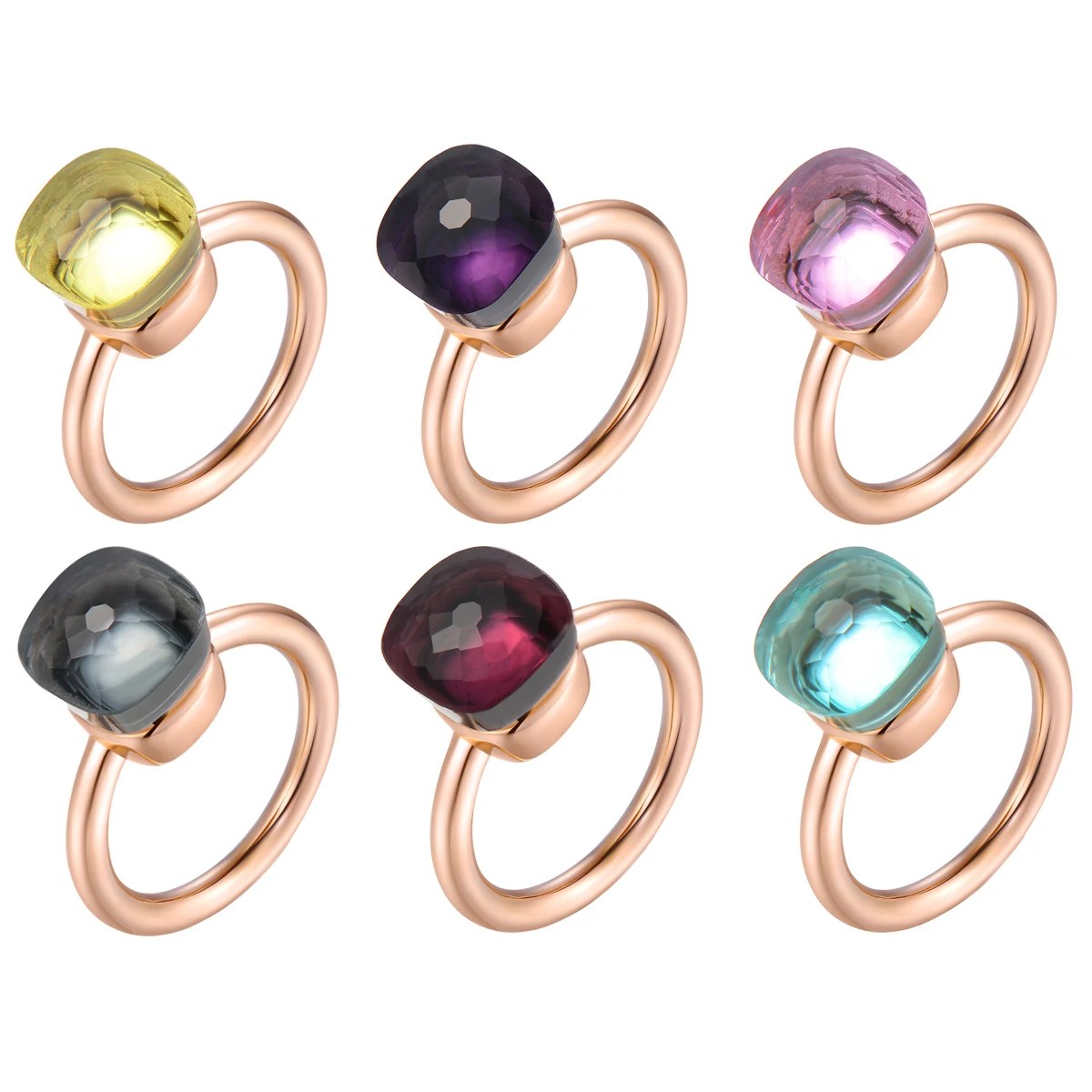 

MetJakt Rose Gold Crystal Ring Solid 925 Sterling Silver Wedding Rings for Women