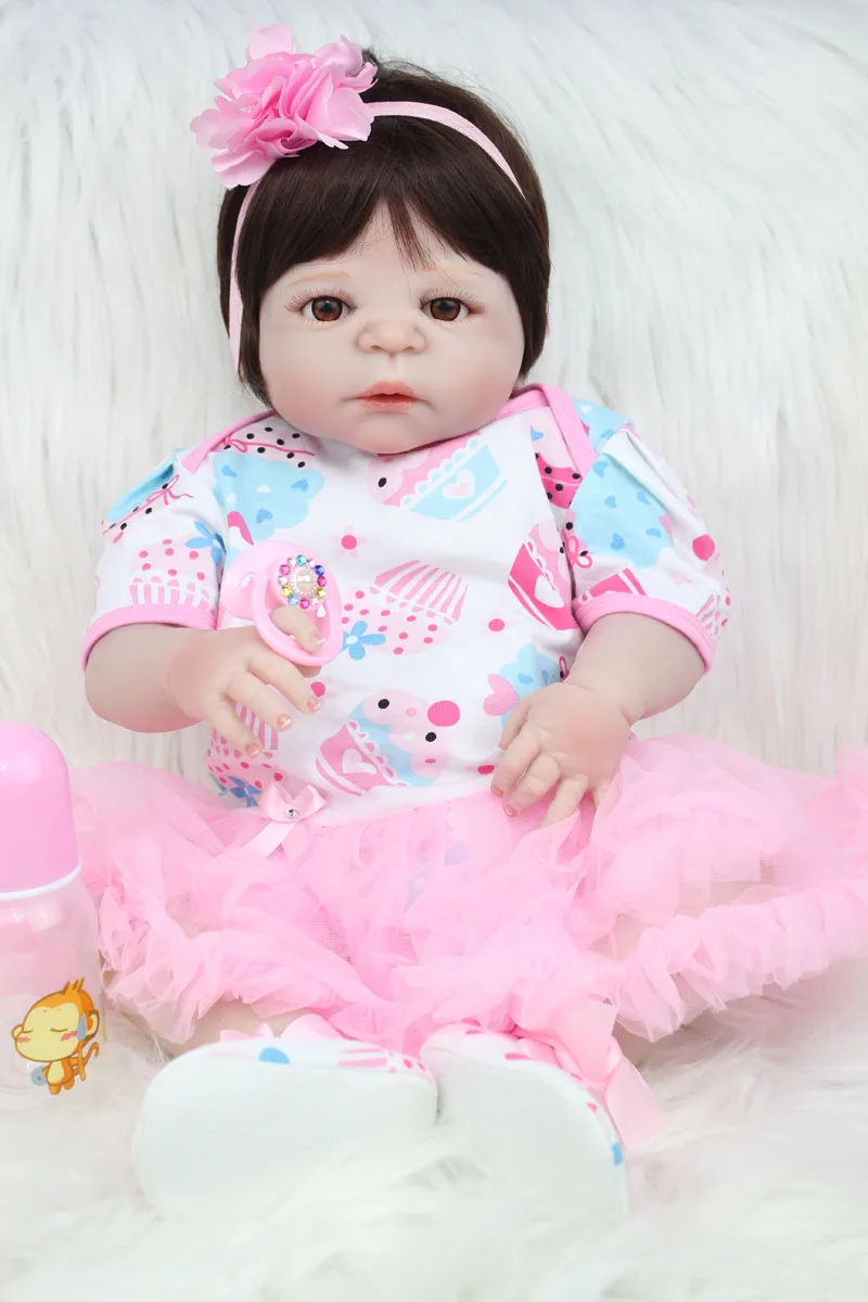 55 см полное Силиконовое боди Reborn Baby Doll игрушка 22-дюймовый винил новорожденный принцессы для девочек младенцев кукла прекрасный подарок на