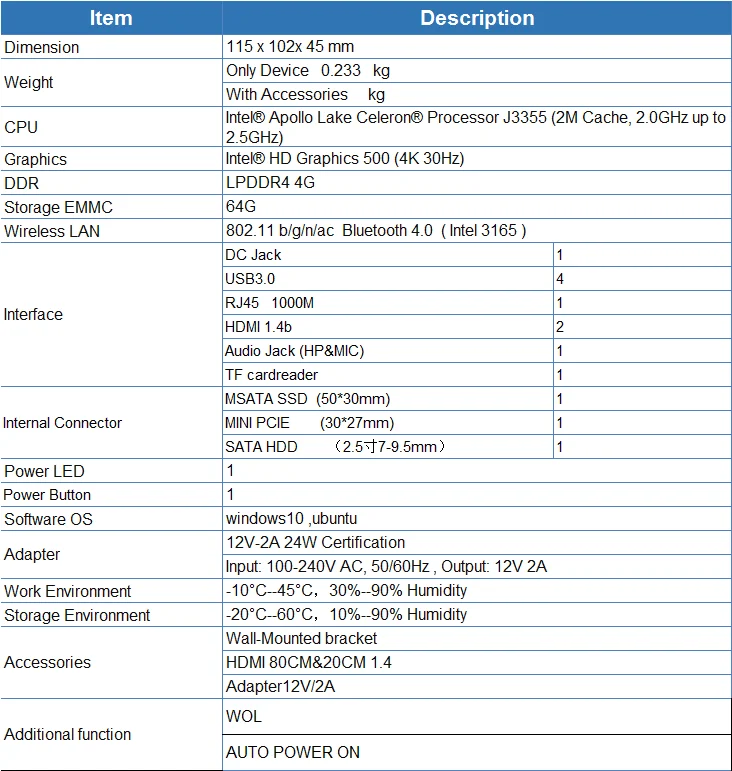 AP35 windows 10 мини-ПК Intel Celeron Apollo J3355 4 Гб ОЗУ 64 Гб ПЗУ 1000 Мбит/с 5G WiFi HDMI USB win10 компьютерная телеприставка