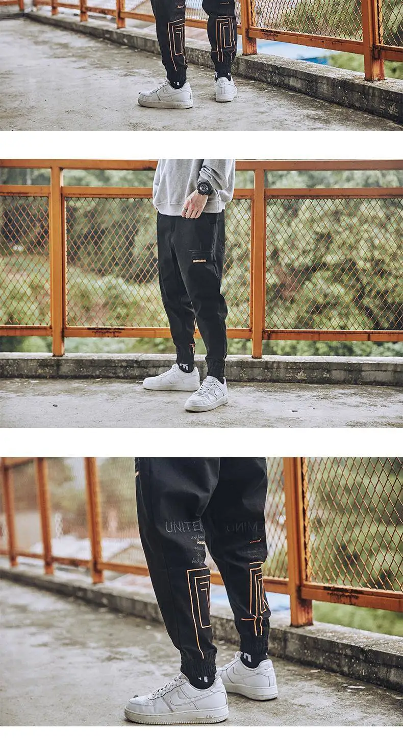 Мужские Винтажные штаны для бега мужские уличные брюки карго мужские хип-хоп шаровары японские весенние вышитые брюки комбинезоны