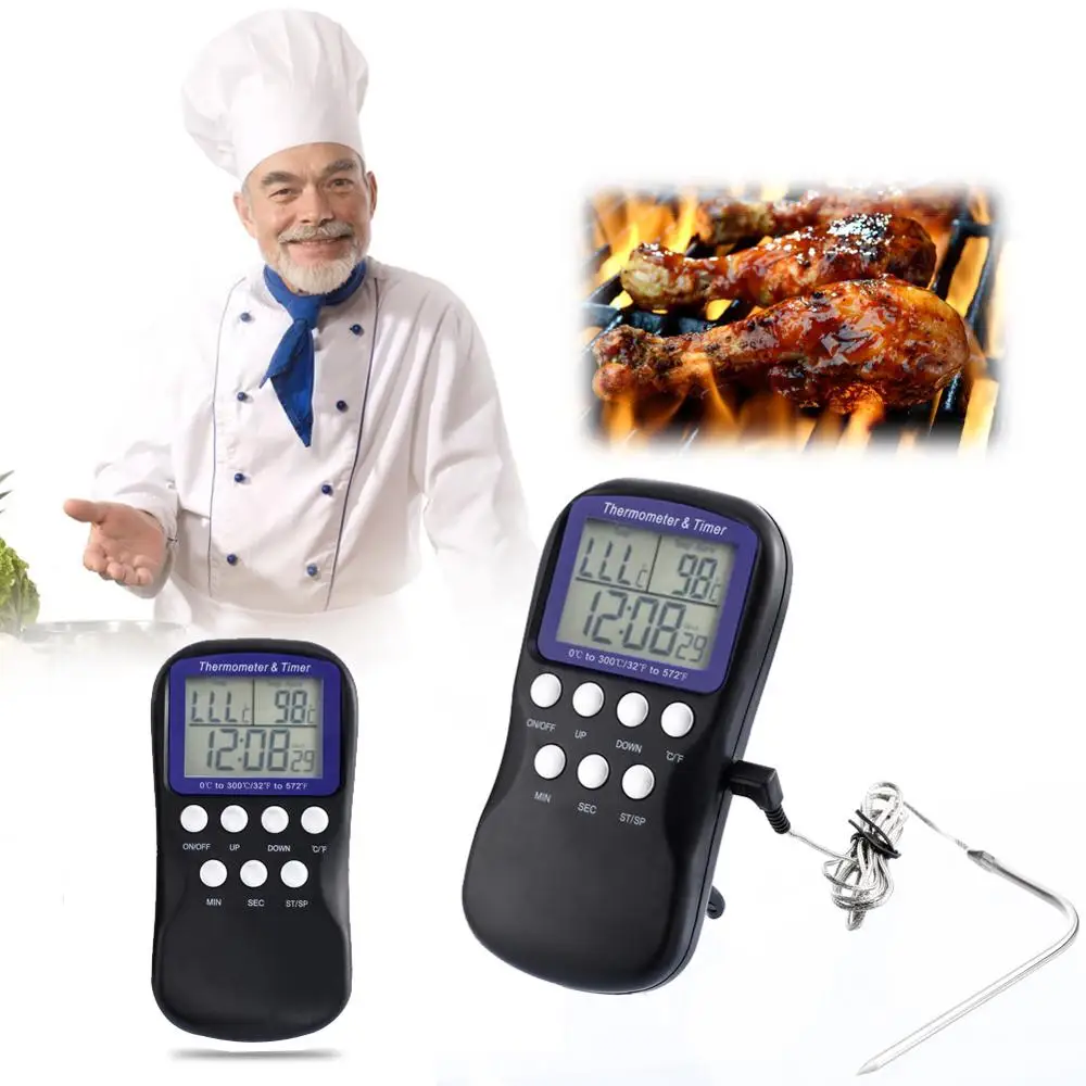 High Quliaty Digital Food Probe Oven Thermometer Timer Temperature